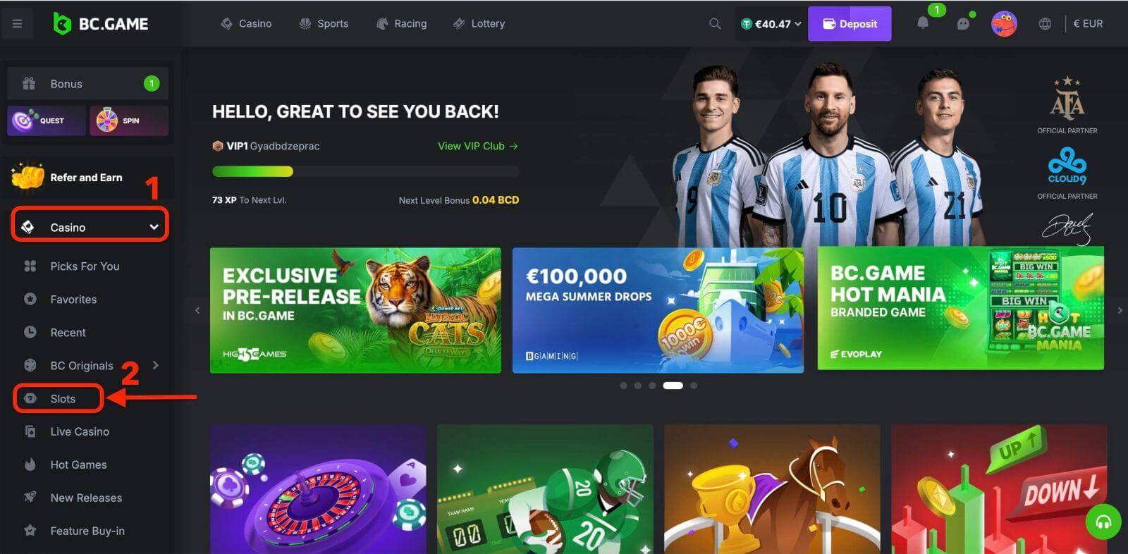 How to Play Slots at BC.Game