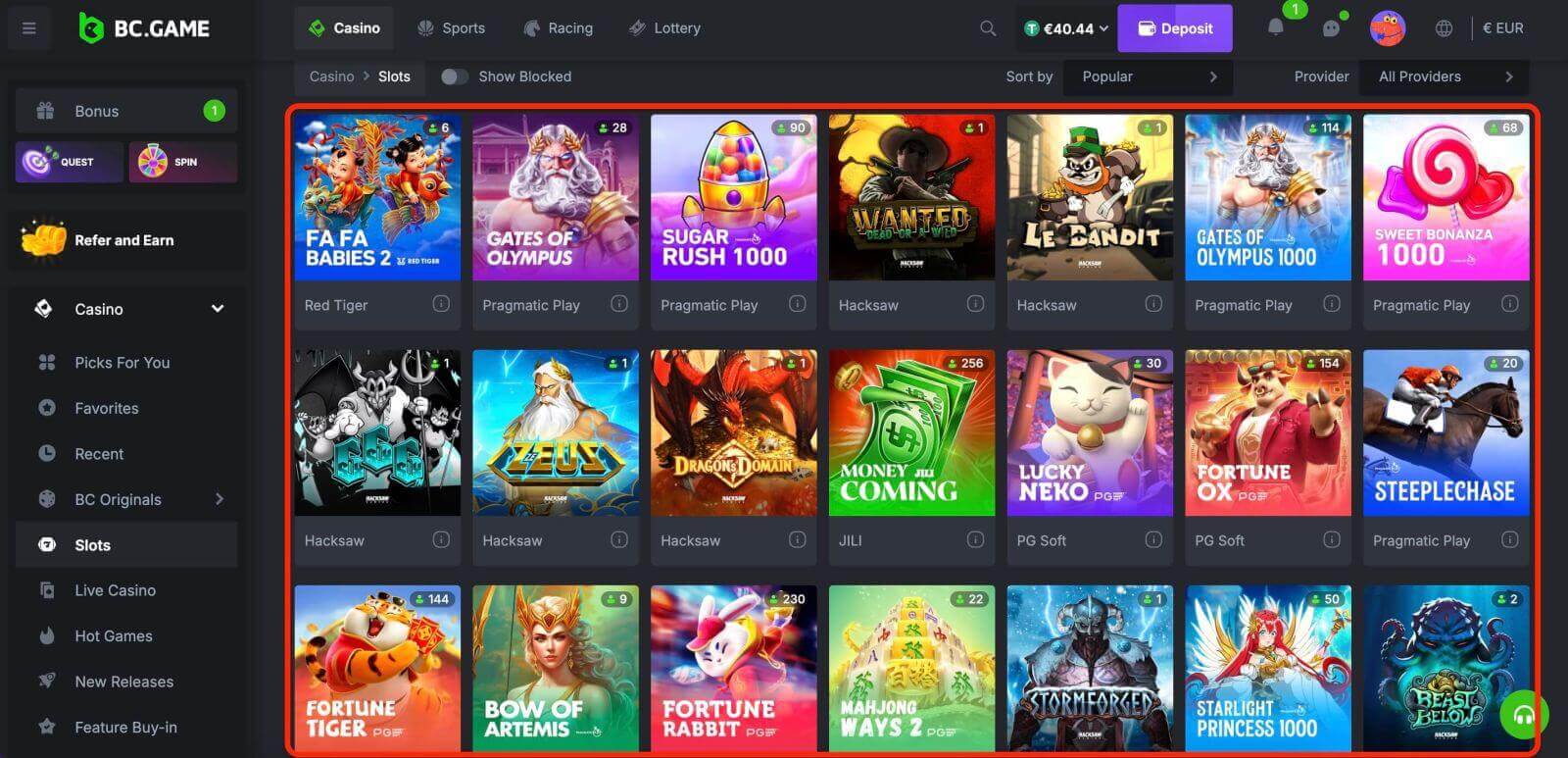 How to Play Slots at BC.Game